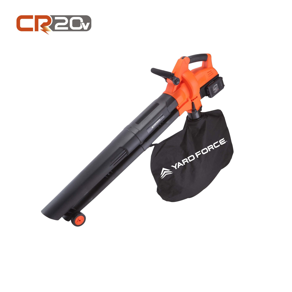 Aspirateur souffleur broyeur Yard Force LB C20 : vue complète avec sac collecteur.