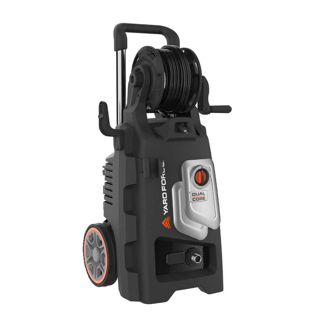 Nettoyeur double pompe Yard Force EW U15DU : vue arrière et rangement du flexible.