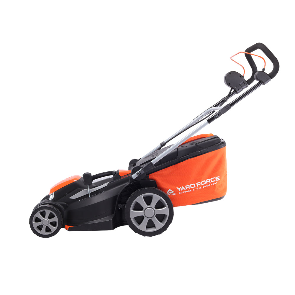Tondeuse sans fil Yard Force LM G37A : vue latérale avec bac.