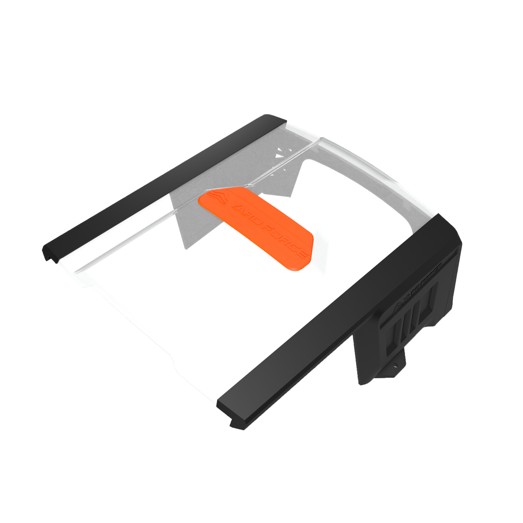 Garage pour robot tondeuse Yard Force AR SH02 : toit semi-transparent vu du dessus.
