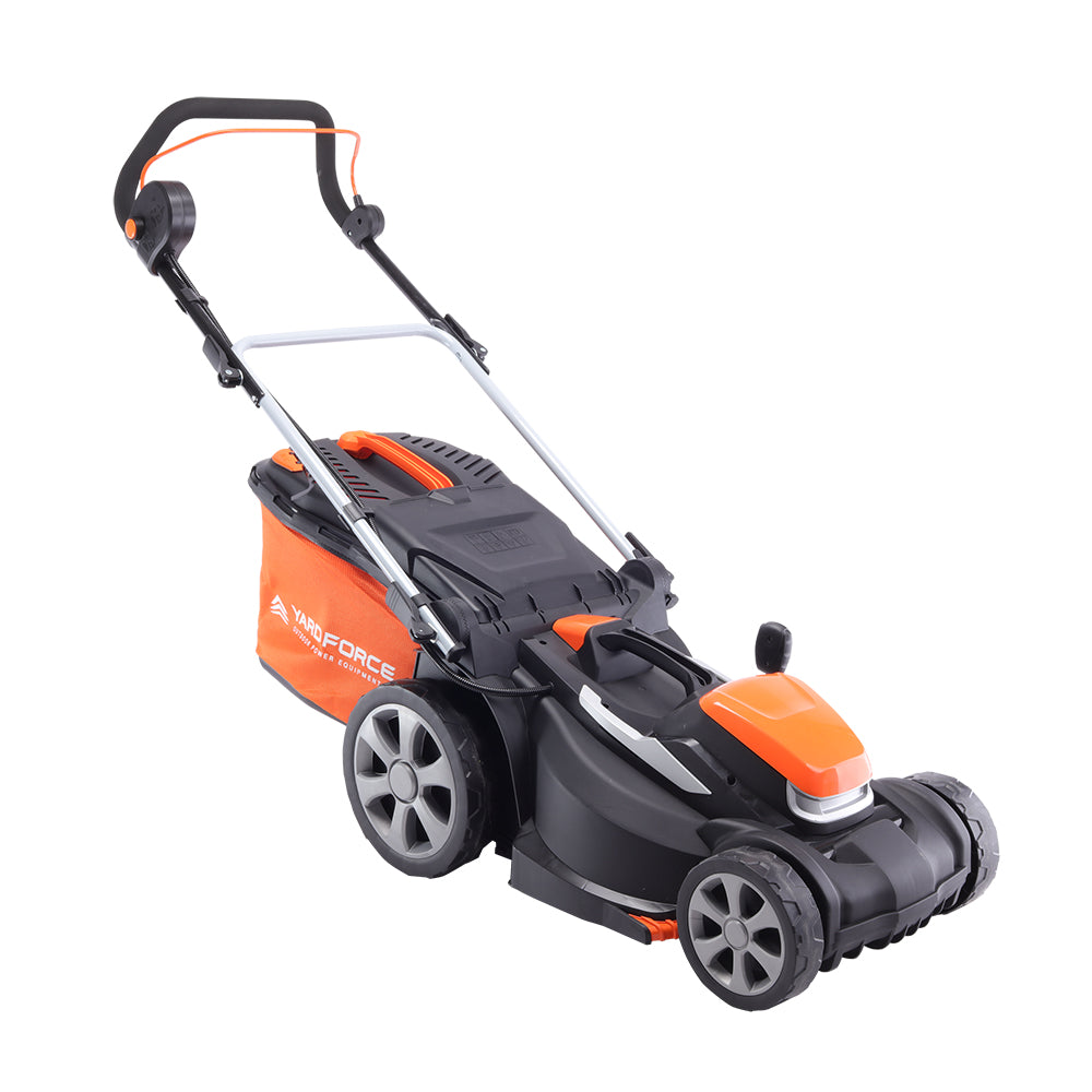 Tondeuse sans fil Yard Force LM G37A : vue avant en perspective.