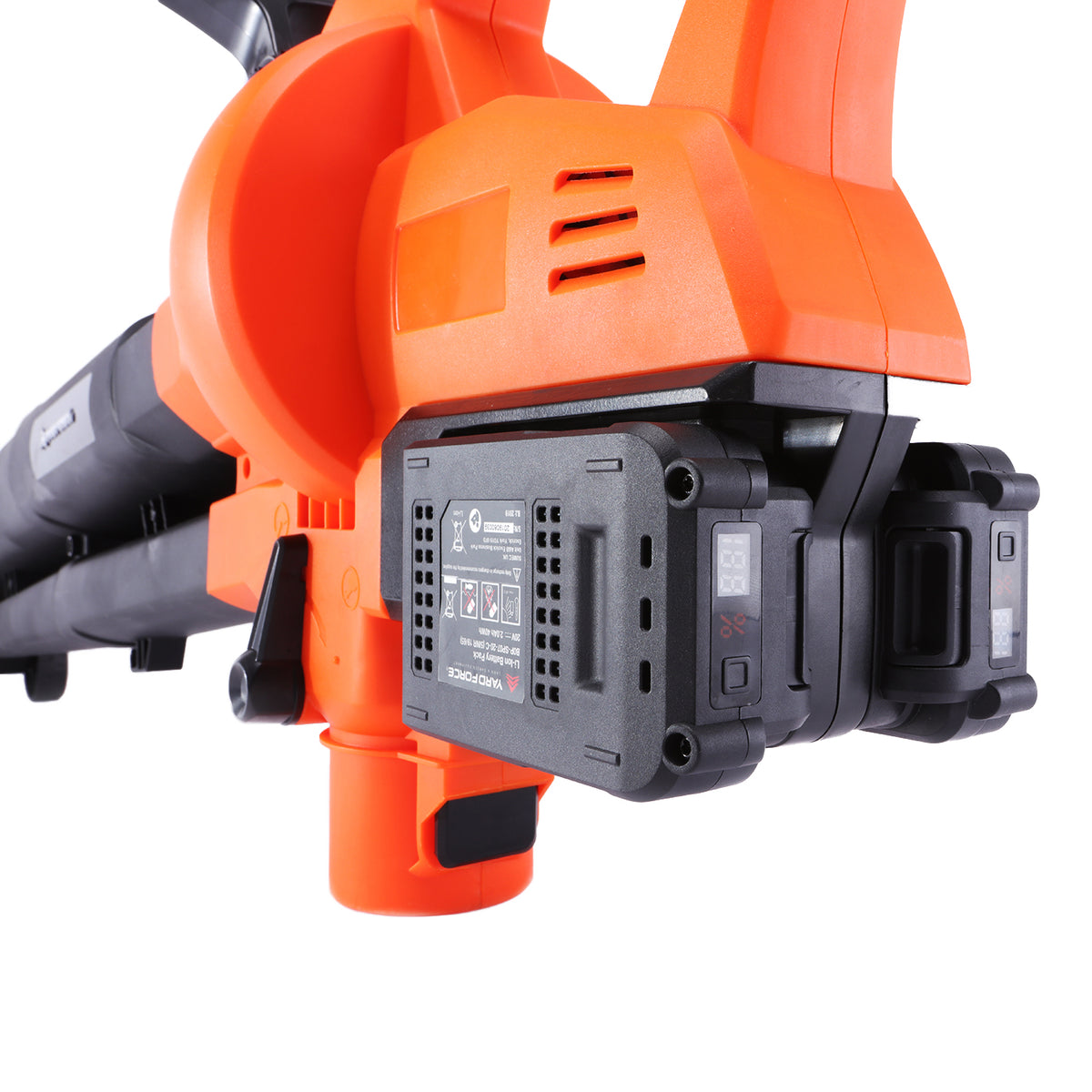 Aspirateur souffleur broyeur Yard Force LB C20B : logement des batteries.