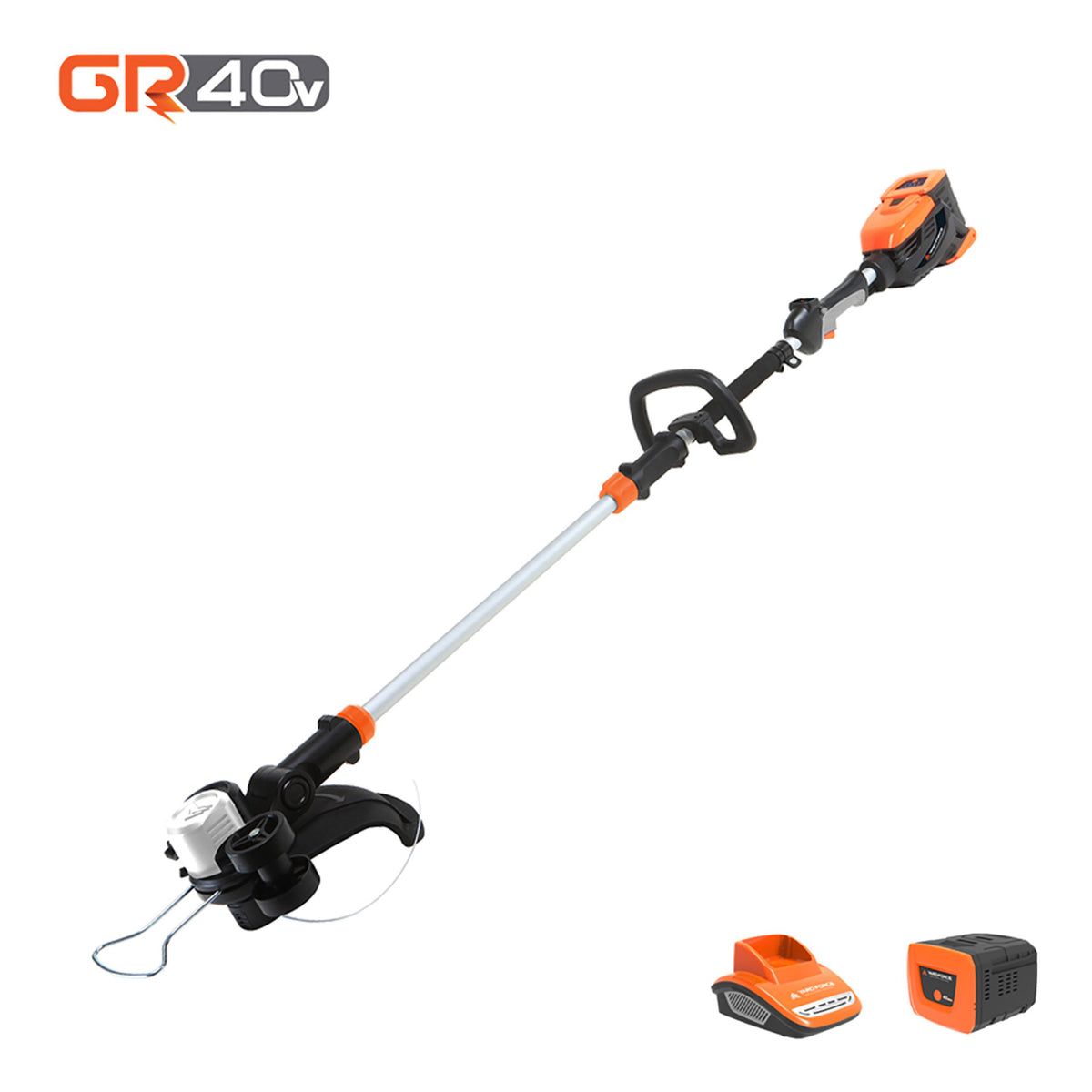 Coupe-bordures Yard Force LT G33A : outil, batterie et chargeur présentés.