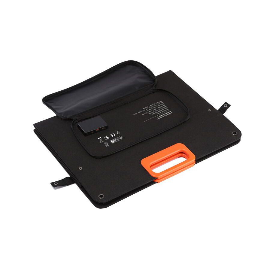 Panneaux solaires pliables Yard Force LX SPP : face arrière et connectique.
