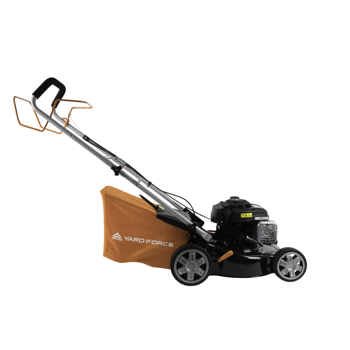 Tondeuse thermique autotractée Yard Force GM B41A : vue latérale avec bac.