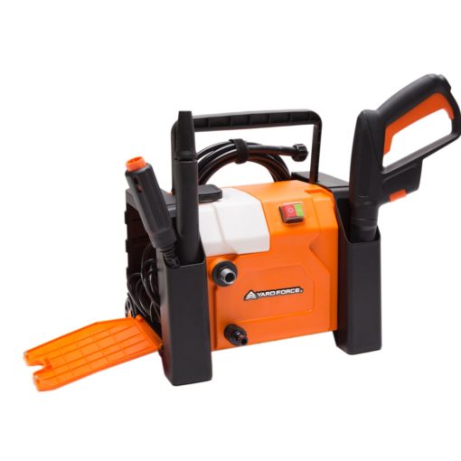 Nettoyeur haute pression Yard Force EW U13 : vue de face avec rangement ouvert.